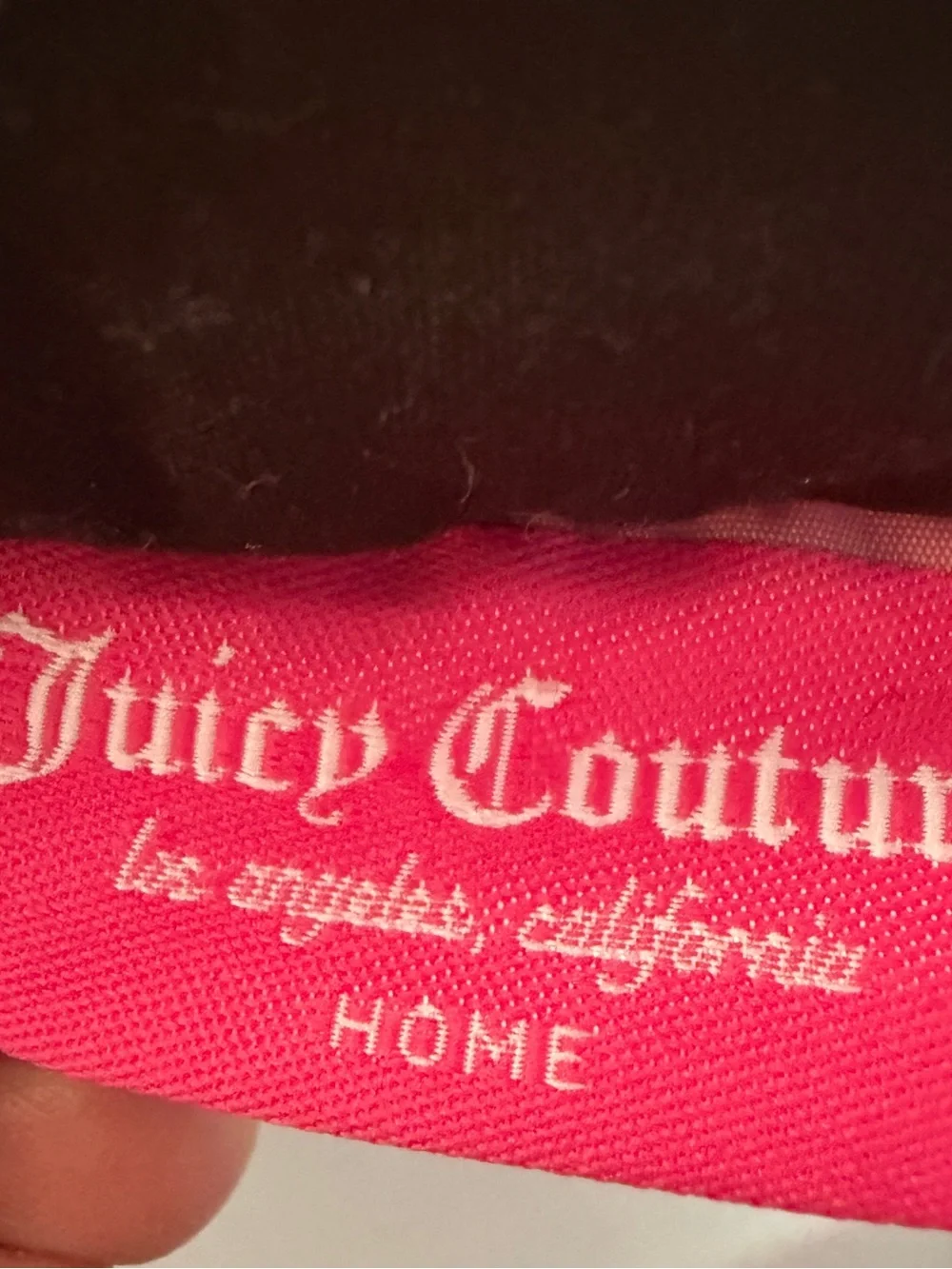 Juicy Couture Black Velour Decorative Pillow with Gold Stitching